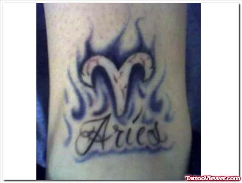 Flaming Aries Zodiac Tattoo