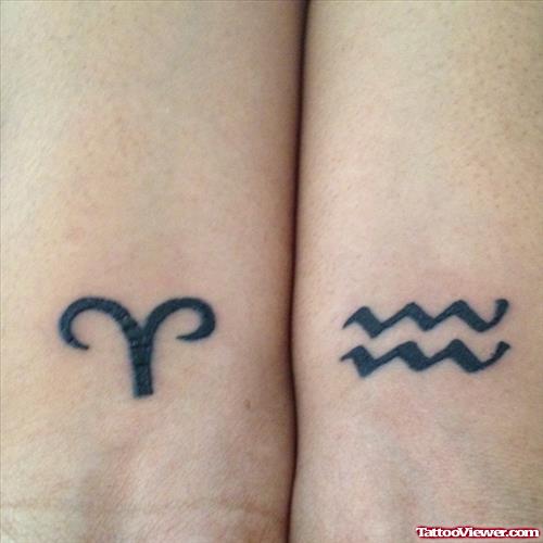 Aquarius And Aries Symbol Tattoo