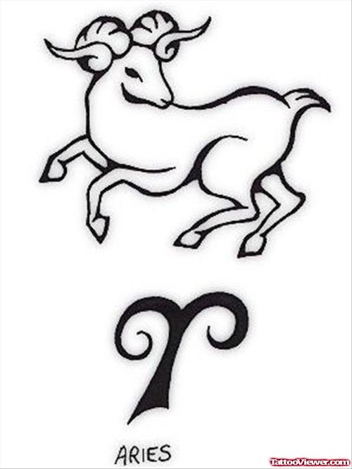Goat And Aries Zodiac Tattoo Design