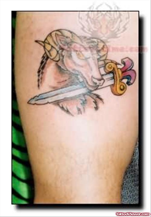 Aries With Dagger Tattoo