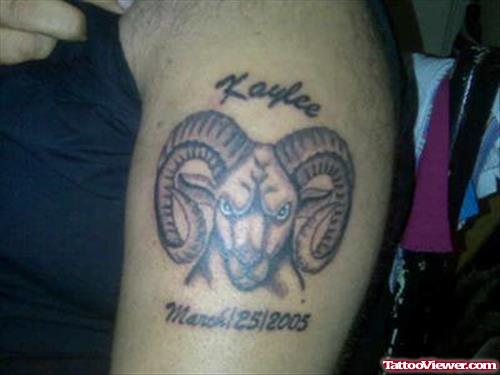 Grey Ink Memorial Aries Tattoo