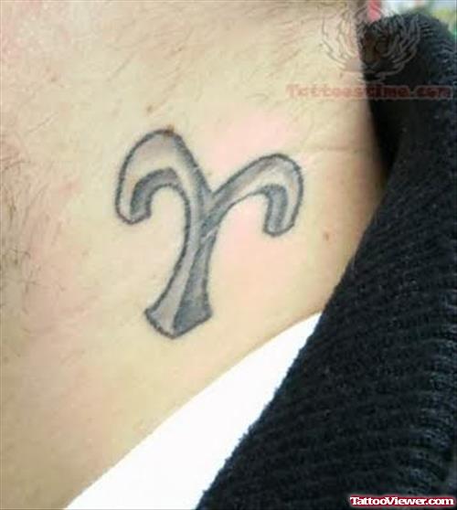 Grey Ink Aries Zodiac Sign Tattoo