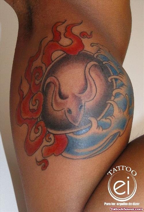 Flaming Aries Zodiac Tattoo On Bicep