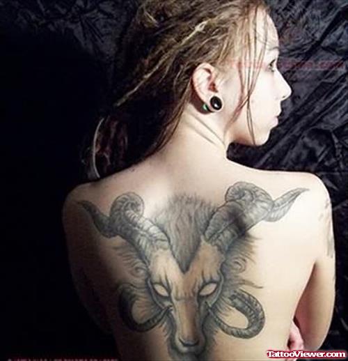 Beautiful Aries Tattoo On Back