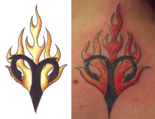 Flaming Aries Symbol Tattoo