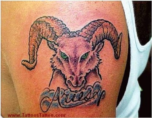 Cool Goat Head Aries Tattoo