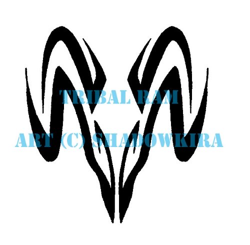 Black Tribal Aries Head Tattoo Design