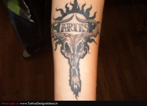 Tribal Sun And Aries Tattoo