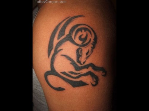 Black Tribal And Aries Tattoo