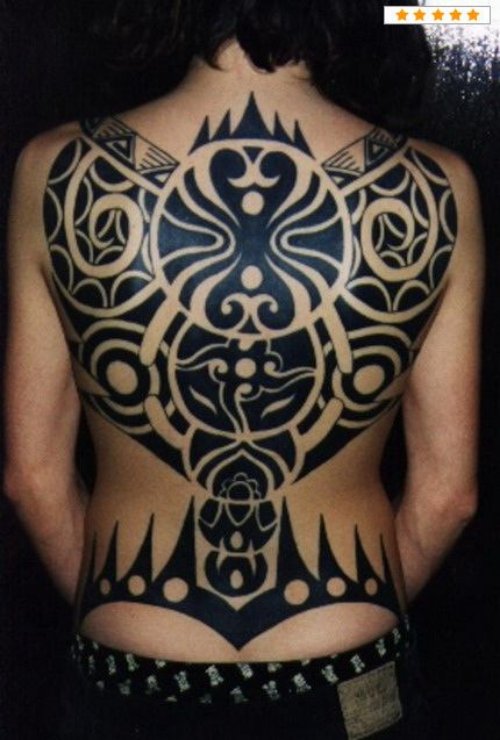 Back Body Tribal Aries Tattoo