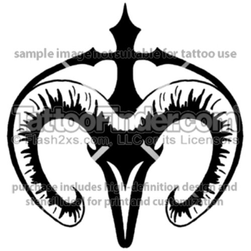 Black Ink Aries Tattoo Design
