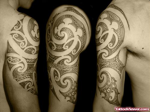 Tribal Polynesian Tattoo On Arm