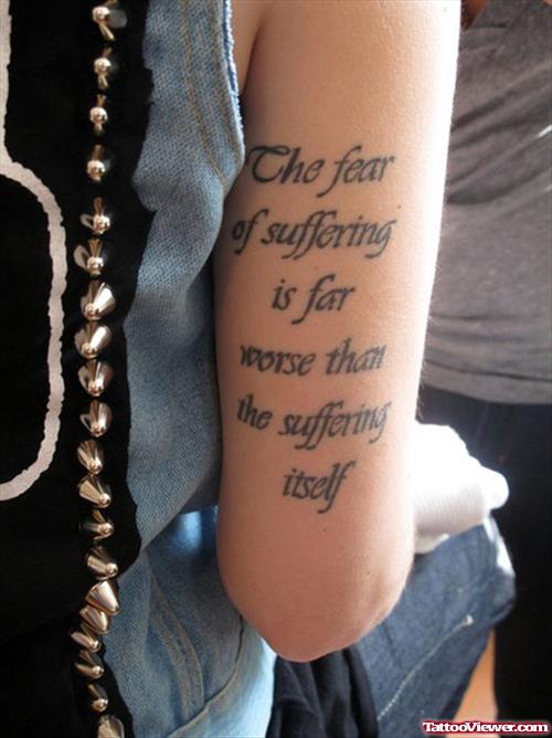 Right Arm Quote Tattoo For Girls