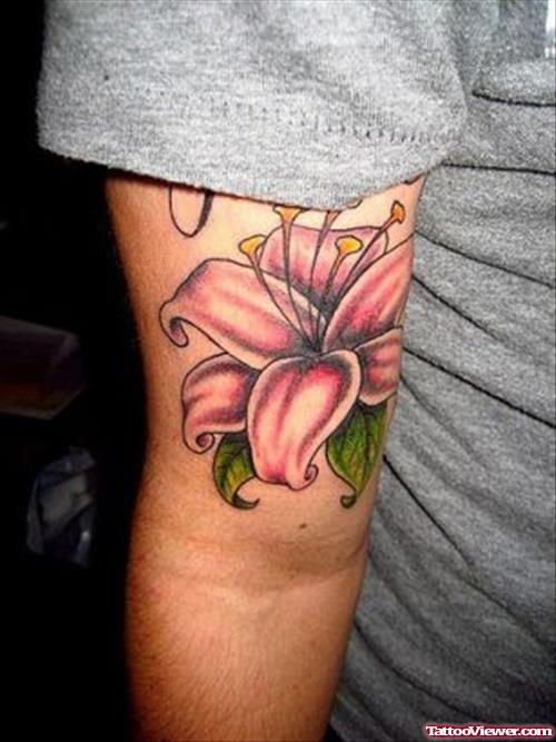 Lily Flower Arm Tattoo On Arm