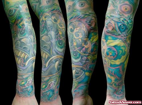 Attractive Colored Arm Tattoo