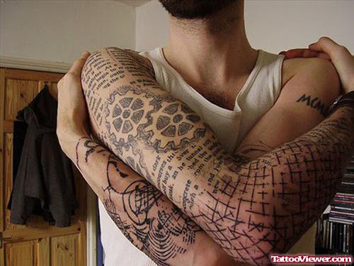 Sprocket Tattoos On Man Arm