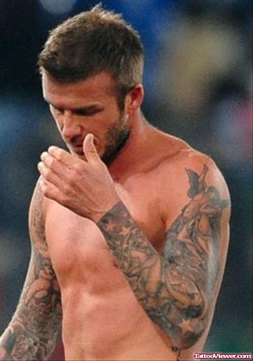 Left Sleeve Tattoo For David Beckham