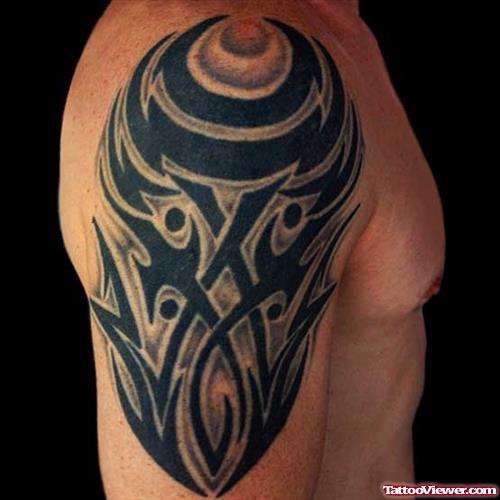 Black Ink Tribal Right Arm Tattoo