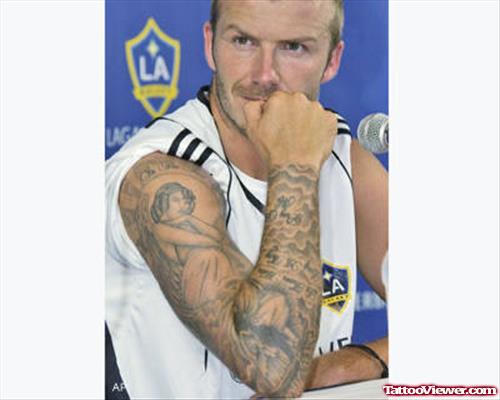 David Beckham Right Arm Tattoo