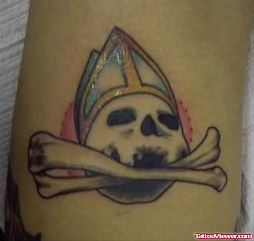 Skull Danger Symbol Tattoo On Arm