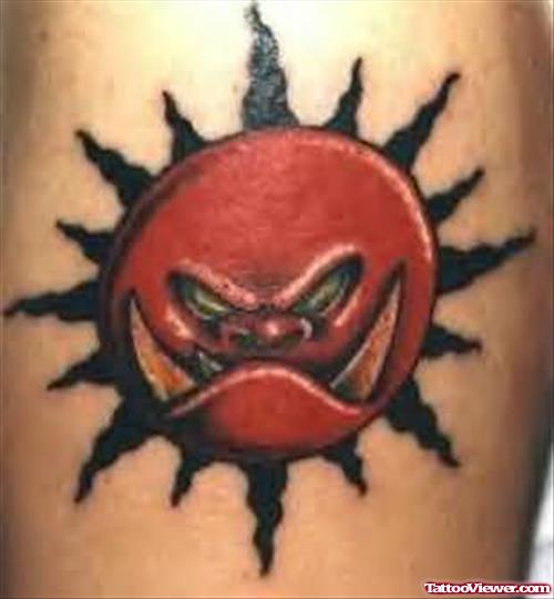 Devil Sun Tattoo On Arm
