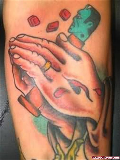 Praying Hands Tattoo On Arm