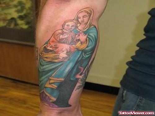 Jesus-Mary Tattoo For Arm