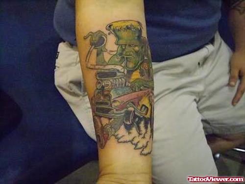 Cartoon Car Tattoo On Arm