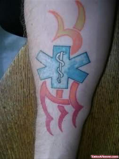 Burning Fire Tattoo On Arm