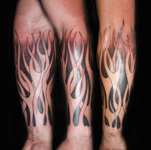 Tribal Flames Tattoos On Arm