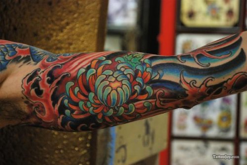 Chrysanthemum Flower Tattoo On Arm