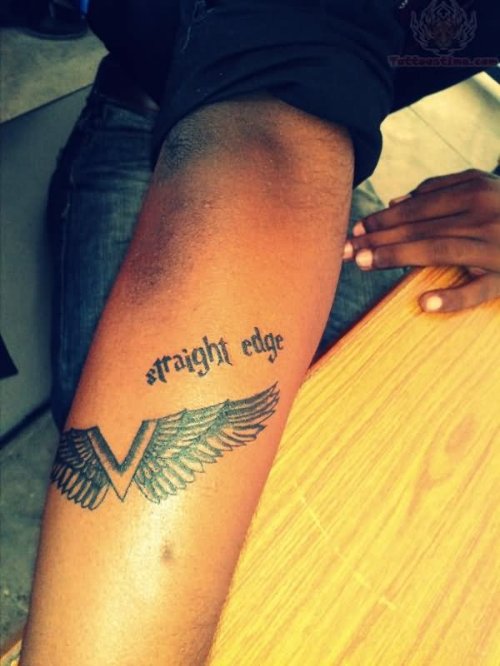 Straight Edge - Winged V Tattoo On Arm