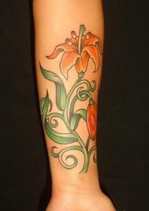 Awesome Lily Tattoo On Arm