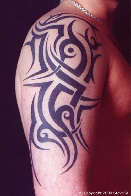 Black Tribal Arm Tattoo For Men
