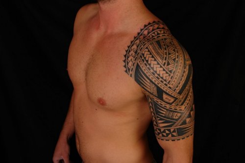 Polynesian Tattoo On Left Arm