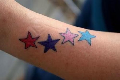 Colourful Stars Tattoo On Arm
