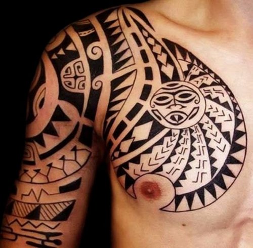 Tribal Maori Tattoo On Right Arm
