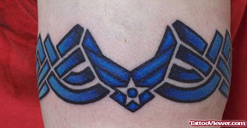 Blue Ink Armband Tattoo For Men