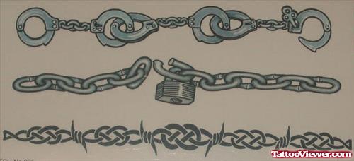 Barbed Wire and Chain Armband Tattoos Designs