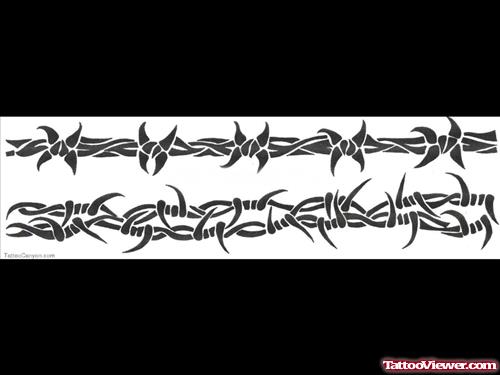 Grey Ink Barbed Wire Armband Tattoo Design