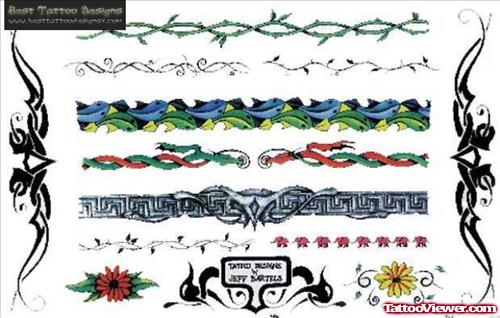 Colorful Armband Tattoos Designs