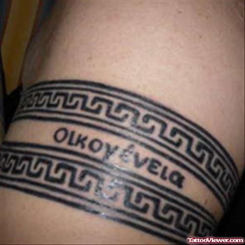 Black Ink Greek Armband Tattoos