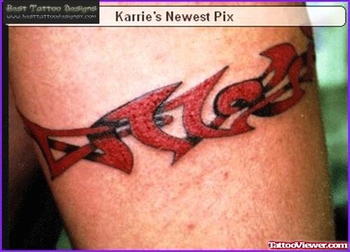 Red Ink Tribal Armband Tattoo
