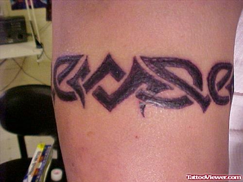 Awful Tribal Armband Tattoo On Right Arm