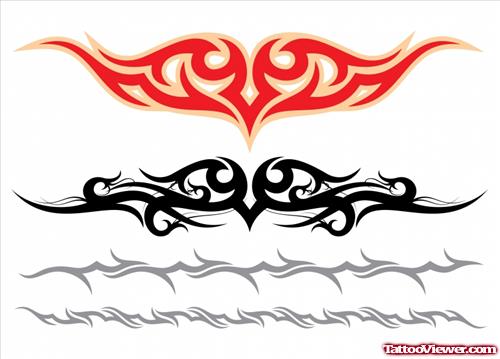 Red And Black Tribal Armband Tattoos Designs