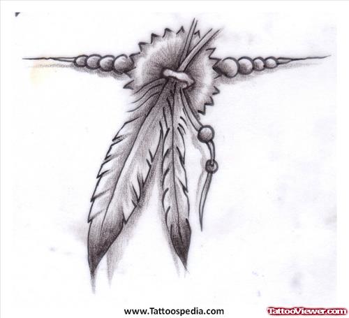 Grey Ink Feather Armband Tattoo Design