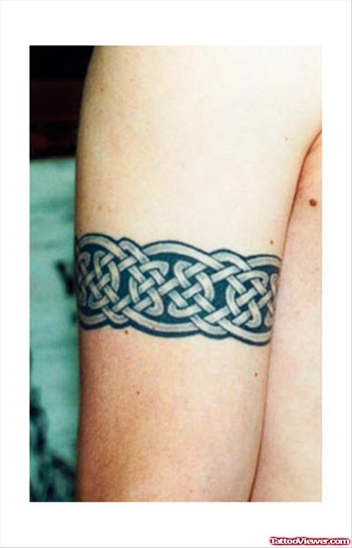 Attractive Grey Ink celtic Armband Tattoo For Men