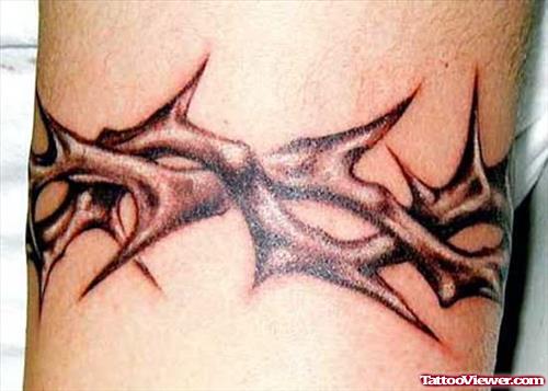 Grey Ink Thorns Armband Tattoo