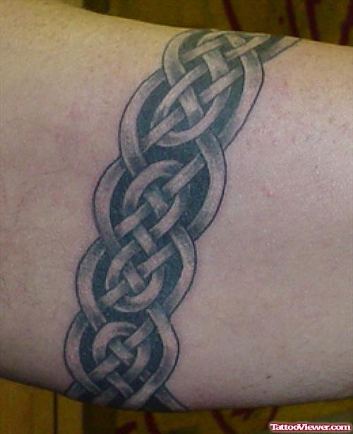 Grey Ink Celtic Armband Tattoo For Guys