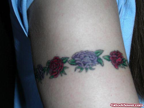 Colored Rose Flowers Armband Tattoo